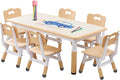 Kids Table and Chairs Set, Height Adjustable Desk by HAPPYMATY