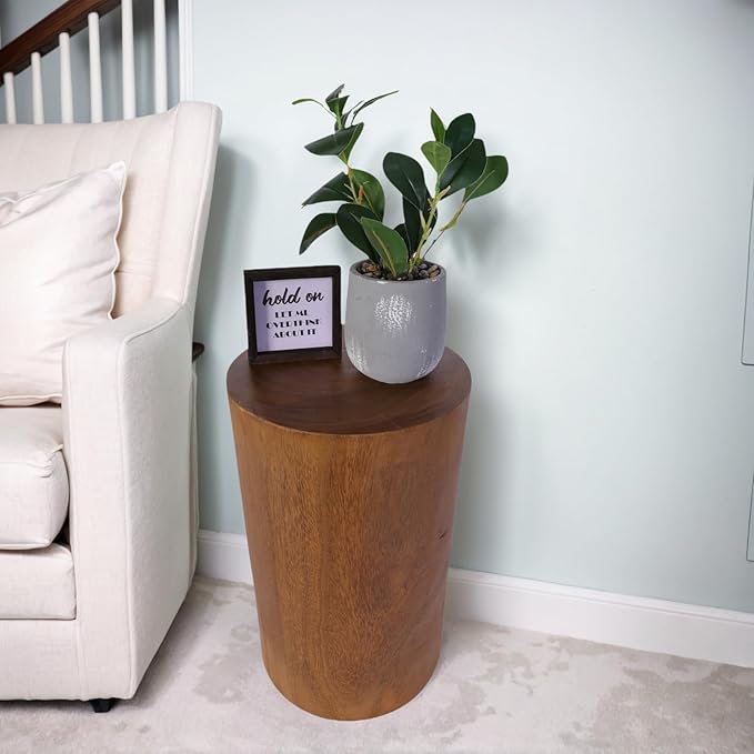 Athaliah Wooden Tree Stump Stool, Decorative Garden Stool Wood Stump Table - Image 7