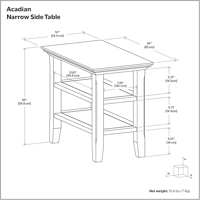 SIMPLIHOME Acadian 14-inch Wide Solid Wood Narrow End Table in Rustic Natural - Image 3