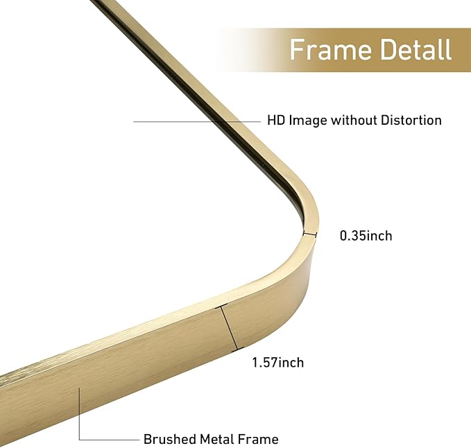 16x20 Inch Bathroom Mirror for Wall, Aluminum Alloy Framed Brushed Wall Mirror - Image 5