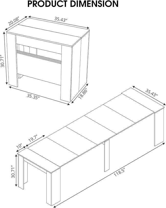 Expandable Dining Table, Convertible Table - Image 3
