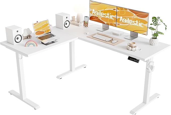 Agilestic 59 Inch L Shaped Standing Desk Adjustable Height, Electric Corner by Agilestic