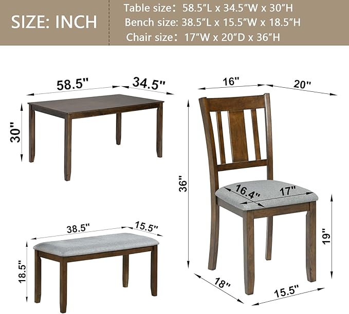 KEIKI 6-Piece Standard Height Dining Table Set - Image 3
