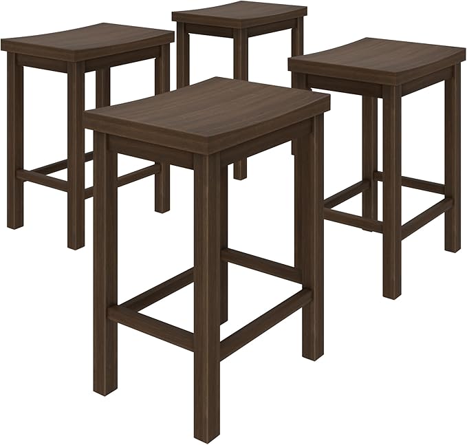 Grain & Grove Smith Collection Set of 4 Solid Wood Counter Height Bar Stools - Image 3