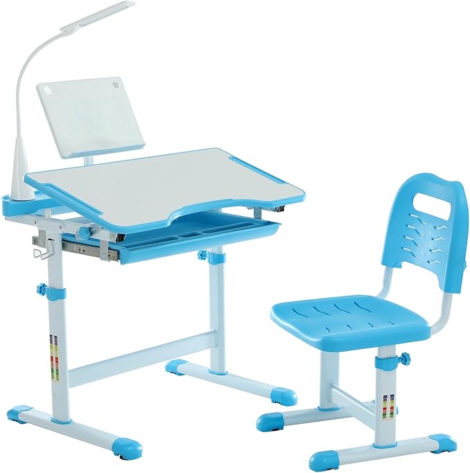 Diroan Kids Functional Desk and Chair Set, Ergonomic Height Adjustable Children by Diroan