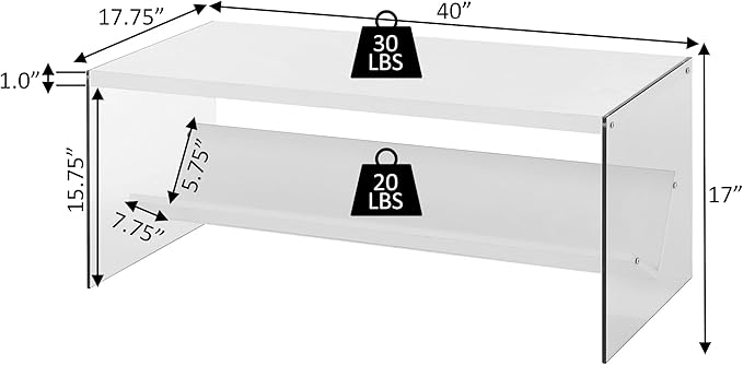 Convenience Concepts SoHo Modern Living Storage Shelf, Contemporary Coffee Table - Image 3