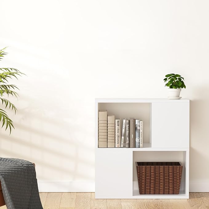 GHC 2 Tier Bookshelf, Wood Decorative Storage Shelving, Modern Freestanding by GHC