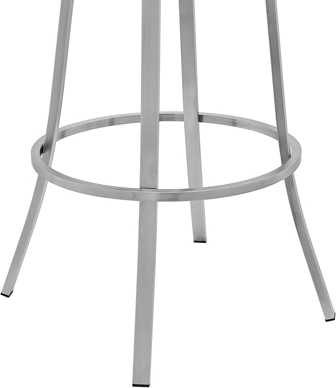 Armen Living Valerie Modern 26" Seat Height White Faux Leather and Brushed - Image 8