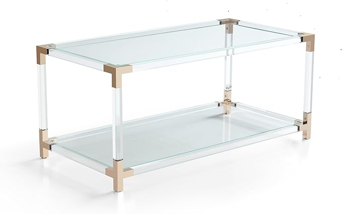 Saint Mossi Glass Coffee Table Living Room, Modern Double Layer Glass Living - Image 8