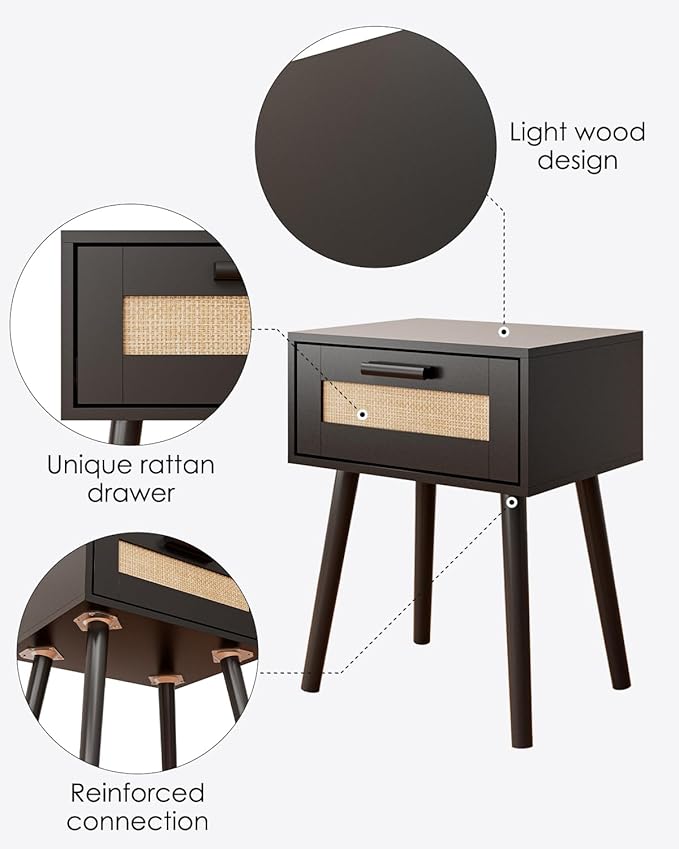 Bedroom Nightstands Wooden Night Stands - Image 8