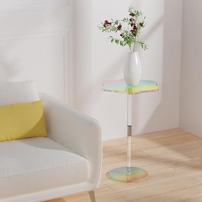 Clear Side Table Rainbow Small Acrylic End Tables 13.8 * 11.6 H: 21.3 Inch - Image 5