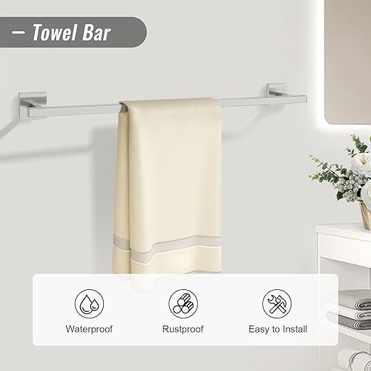 YACVCL Towel Bar Set, 5 Pieces Bathroom Hardware Set Brushed Nickel Bathroom - Image 2