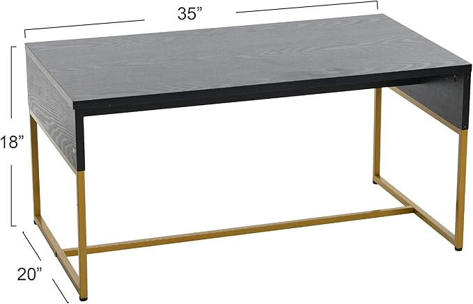 Household Essentials Wrap Rectangular Coffee Table Black Oak Wood Grain and - Image 3