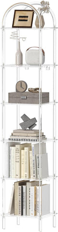 6-Tier Tall Acrylic Arched Bookcase, 13.8''W x 11.8''D x 68.4''H, Open Book by CRTERICX