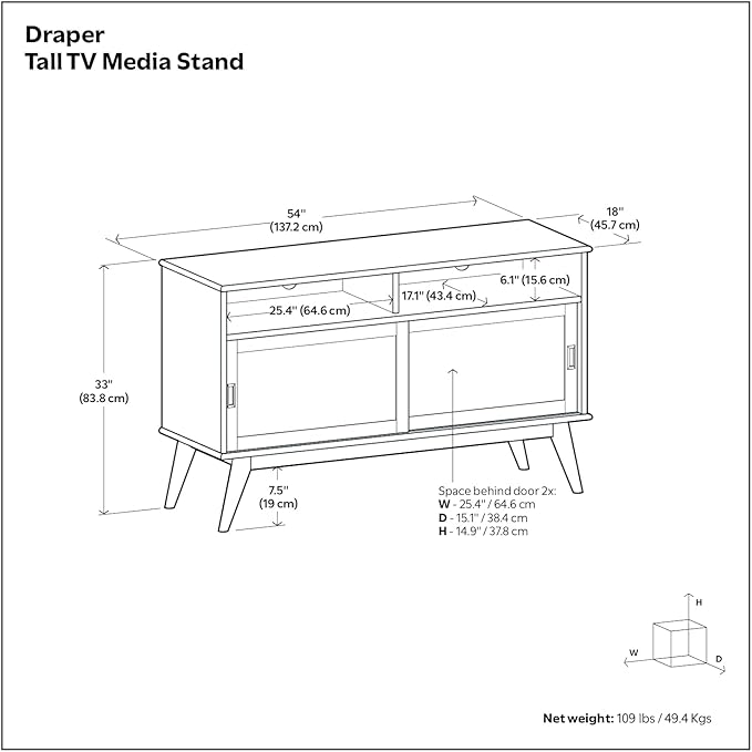 SIMPLIHOME Draper SOLID HARDWOOD 54 Inch Wide Mid Century Modern TV Media Stand - Image 13