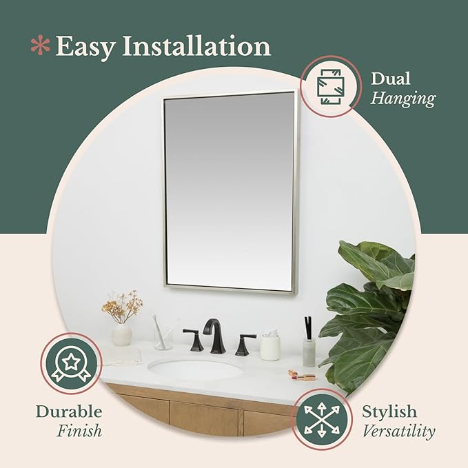 Hamilton Hills 30x40 inch Polished Silver Metal Framed Wall Mounted Mirror - Image 5