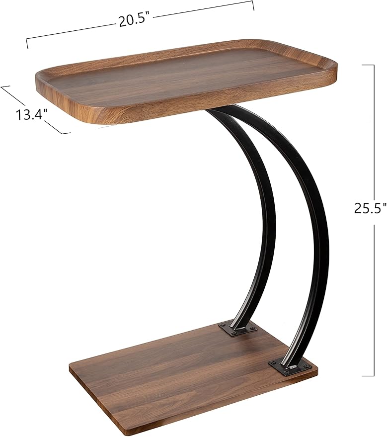 C Shaped 2tier Large Tray Wood top Heavy Duty Side end Table Large TV Tray - Image 3