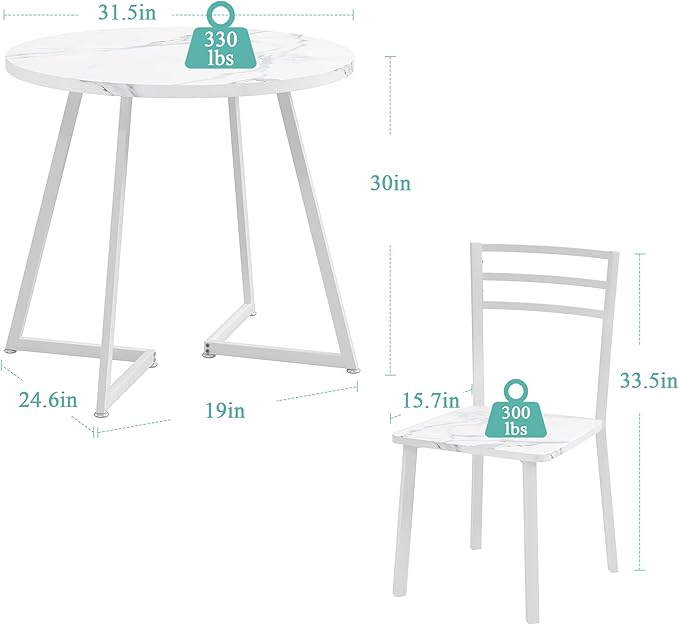 VECELO Small Round Dining Table Set - Image 8