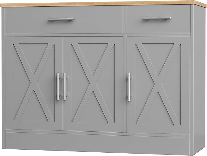 Shintenchi Modern Farmhouse Sideboard Buffet Cabinet by Shintenchi
