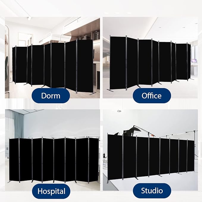Room Divider and Folding Privacy Screens， 8 Panel Wide Room Divider Wall Screen - Image 6