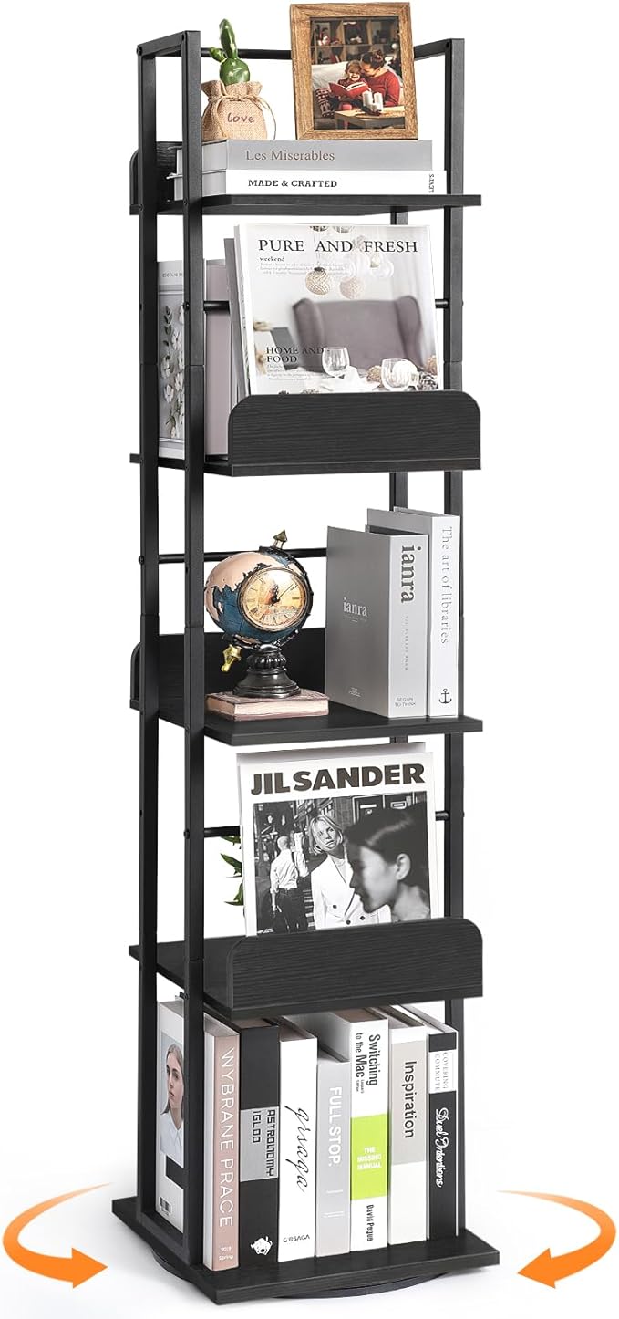 Bikoney Rotating Bookshelf, 5-Tier Bookshelves Tower by Bikoney