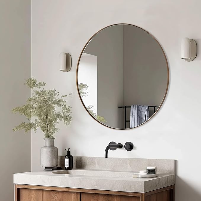 ANDY STAR Gold Round Mirror, 36’’ Brushed Gold Circle Bathroom Mirrors in - Image 8