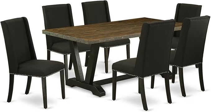 East West Furniture V677FL624-7 7 Piece Dinette Set Consist of a Rectangle by EastWestFurniture
