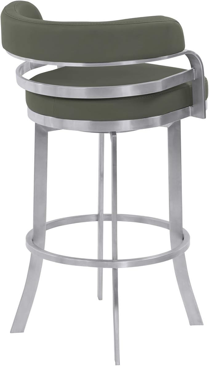 Armen Living Prinz 30" Bar Height Swivel Barstool in Grey Faux Leather and - Image 5