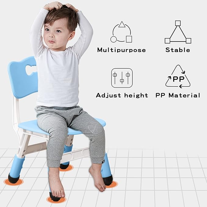4 Piece Kids Chair Set 3 Levels Adjustable Stackable Kids Chairs Ideal - Image 6