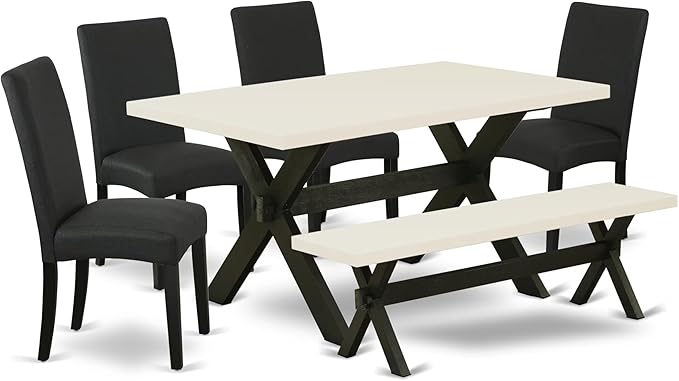 East West Furniture X626DR124-6 6 Piece Dining Table Set Contains a Rectangle by EastWestFurniture