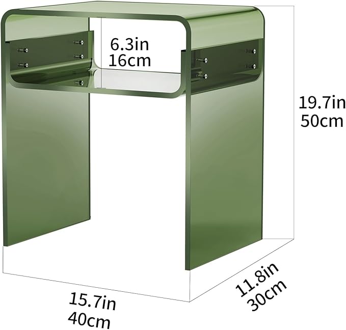 Clear Acrylic End Table 2-Tier Bedside Nightstand - Image 3