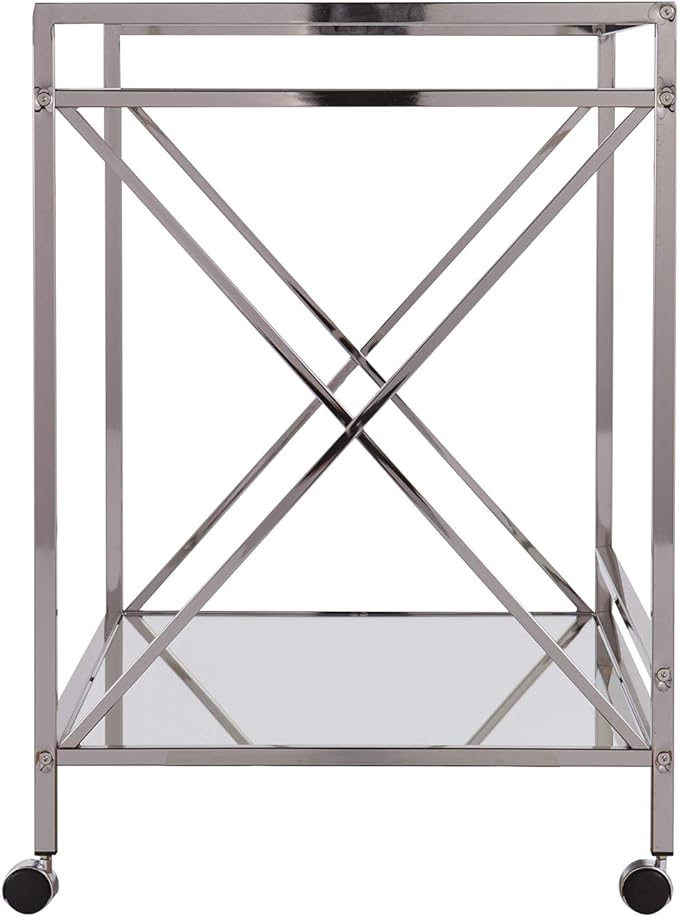 SEI FURNITURE Southern Enterprises Maxton Bar cart, Polished Silver - Image 3