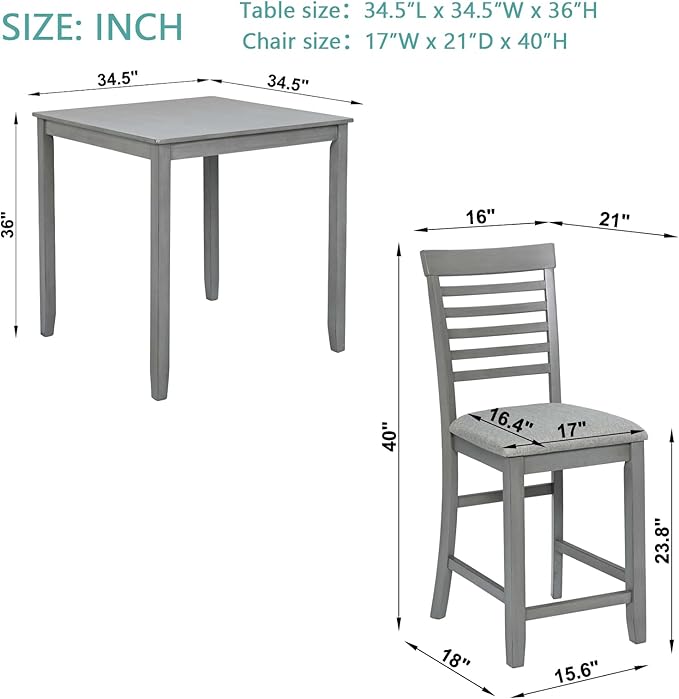 KEIKI 5-Piece Counter Height Dining Table Set - Image 3