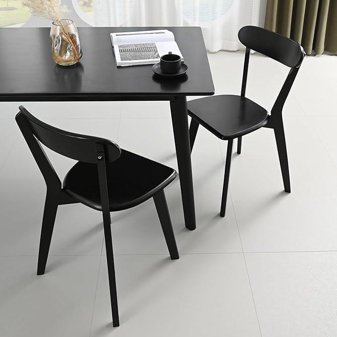 DELAVIN Soild Wood Dining Chairs Set of 2, Oak Wood Kitchen Chairs, Mid Century - Image 2