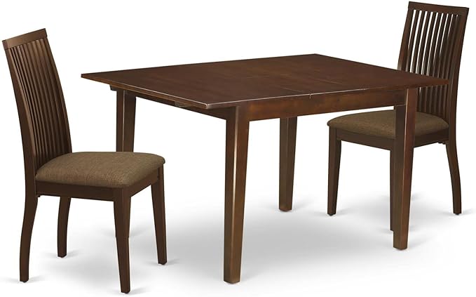 East West Furniture MLIP3-MAH-C 3 Piece Dining Table Set Contains a Rectangle by EastWestFurniture