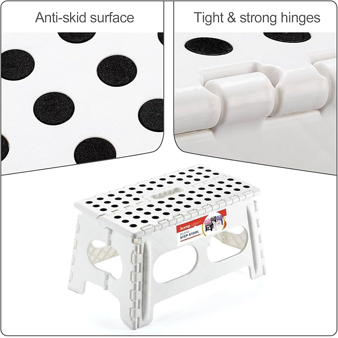 ACSTEP Folding Step Stool 9 Inch, 15-Inch Extra Wide Heavy Duty Stepping Stool - Image 3