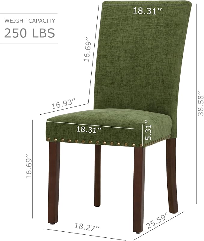 COLAMY Upholstered Parsons Dining Chairs Set of 6, Fabric Dining Room Kitchen - Image 3