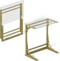 Tatub 24" Folding TV Tray Table Set of 2, Glass C Shaped End Table by Tatub