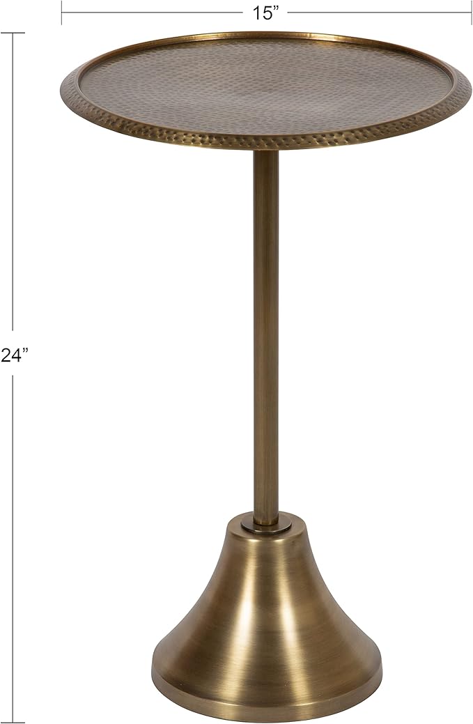 Kate and Laurel Sanzo Modern Round Pedestal Side Table; 15 x 15 x 24; Gold; - Image 3