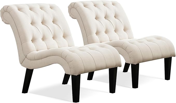 Yongqiang Accent Chairs for Living Room Set of 2 Upholstered Tufted Bedroom - Image 10