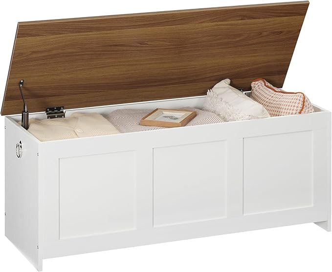 HOOBRO Storage Bench, 39.3" Retro Wooden Storage Chest, Wooden Storage Trunk - Image 9