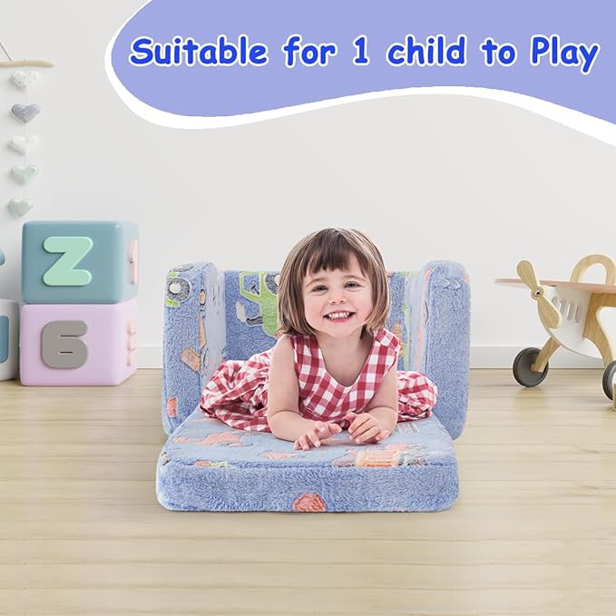 Toddler Chair and Couch, 2 -in-1 Toddler Couch Fold Out, Convertible Chairs - Image 4