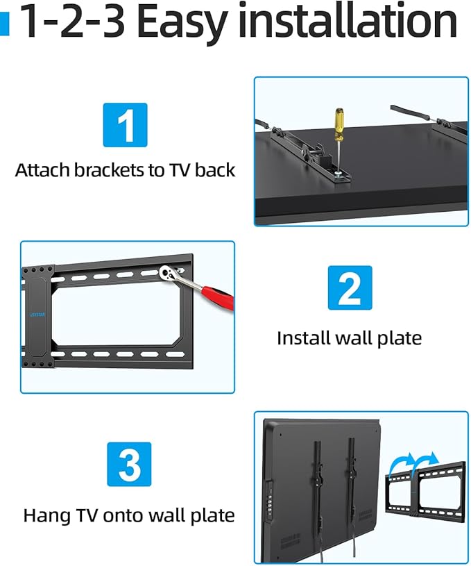 Tilt TV Wall Mount Fits 16-24" Studs, Holds 37-82" TVs up to 132 lbs, Max VESA - Image 9