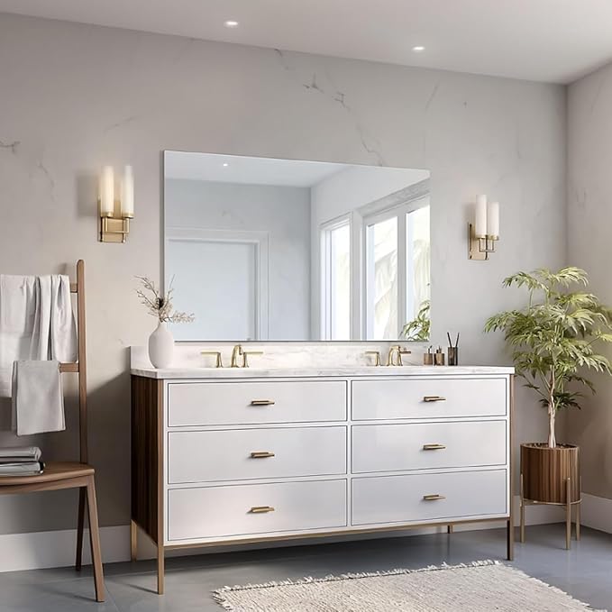 KOCUUY Large Frameless Mirror, 55x36 Inch Rectangle Bathroom Vanity Mirror - Image 2