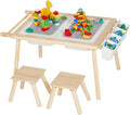 5-in-1 Kids Sensory Table and Chair Set – Wooden Sand and Water Play, Building by Unknown