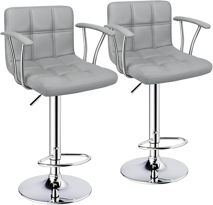 Bar Stools Set of 2, Armrest Adjustable Swivel Barstools by ERGOSEAT