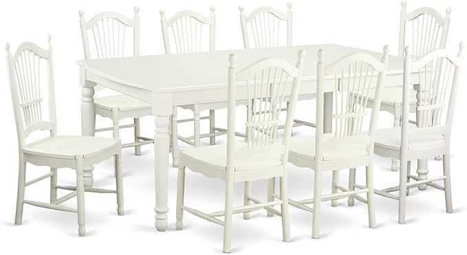 East West Furniture DOVE9-LWH-W 9 Piece Dining Room Furniture Set Includes a by EastWestFurniture