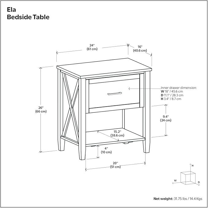 SIMPLIHOME Ela SOLID WOOD 24 Inch Wide Transitional Bedside Table in Smoky Brown - Image 3