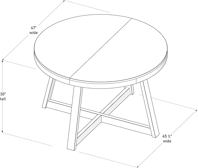 Plank+Beam Round Dining Table, 47 Inch Solid Wood Kitchen Table, Farmhouse - Image 2