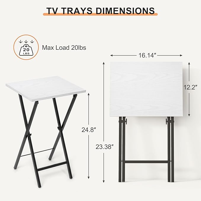 TV Tray Table Set of 2, TV Dinner Tray, Folding Table, Foldable TV-Trays - Image 3